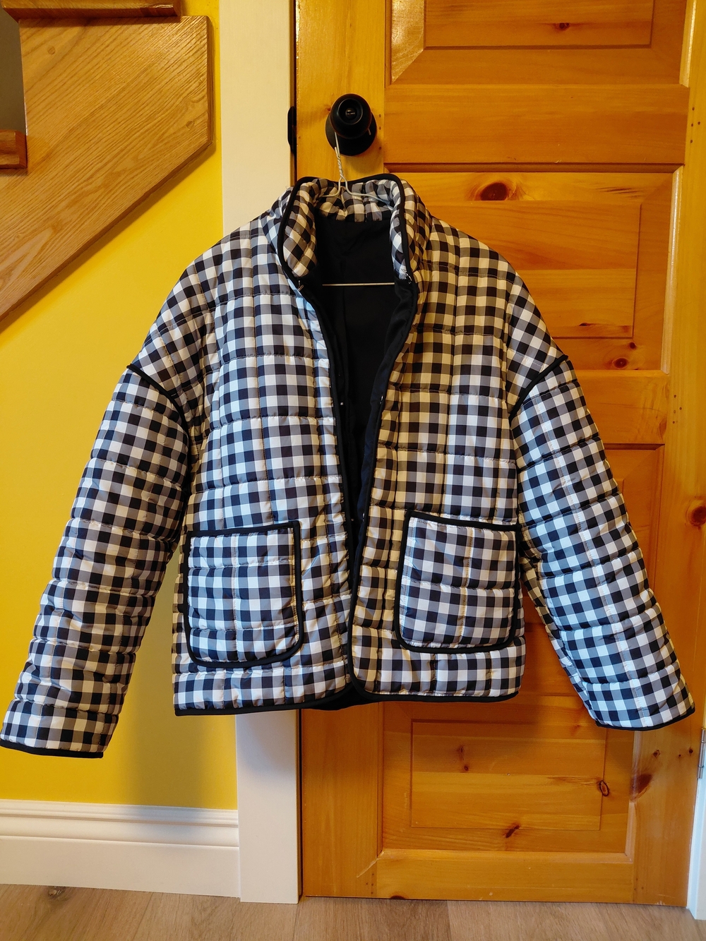Black & White Gingham Puffer Jacket